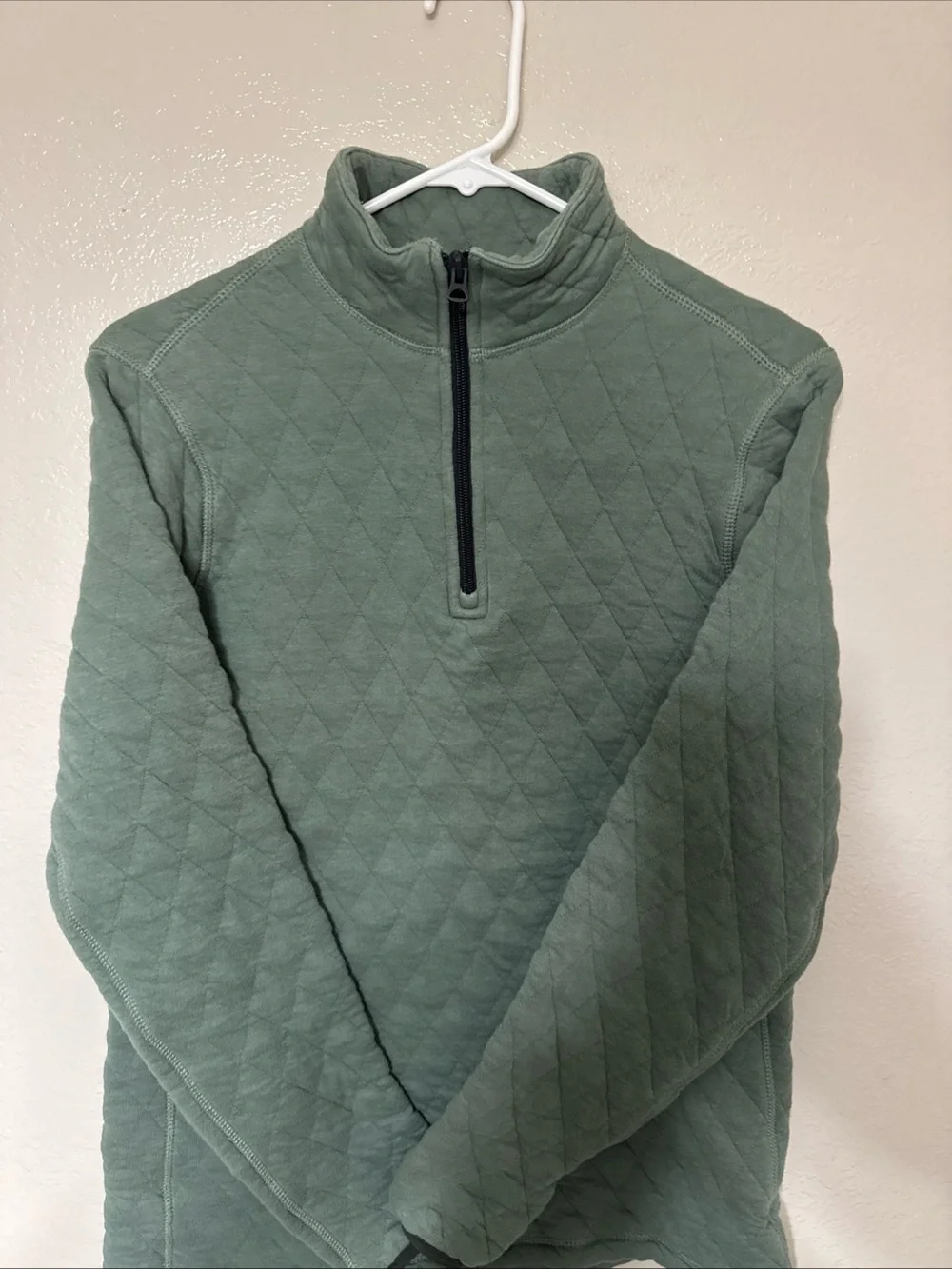 J.Crew Men's Quilted Quarter-Zip Pullover Sweater Green Size Small